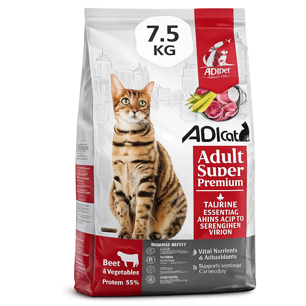 ADI Super Premium Adult Cat Food – Meat & Vegetables Flavor, 7.5 kg