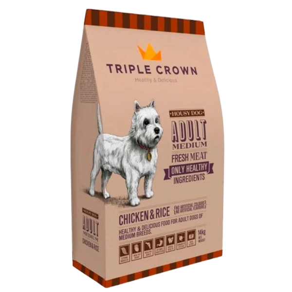 Triple Crown Housy Dog Adult Food Chicken & Rice, 3kg