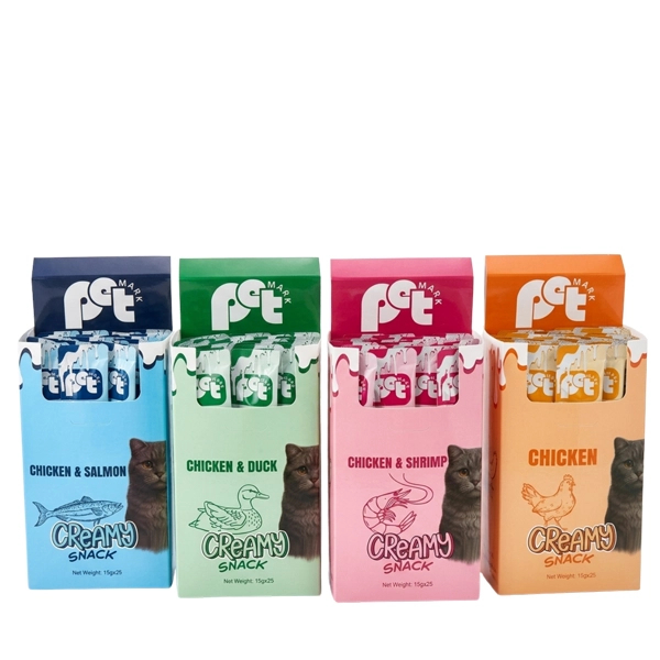 بستنی، تشویقی  گربه  برند پت مارک 25 عددی (مرغ ، مرغ واردک، مرغ و میگو، مرغ و سالمون) (کارتن 16 تایی)