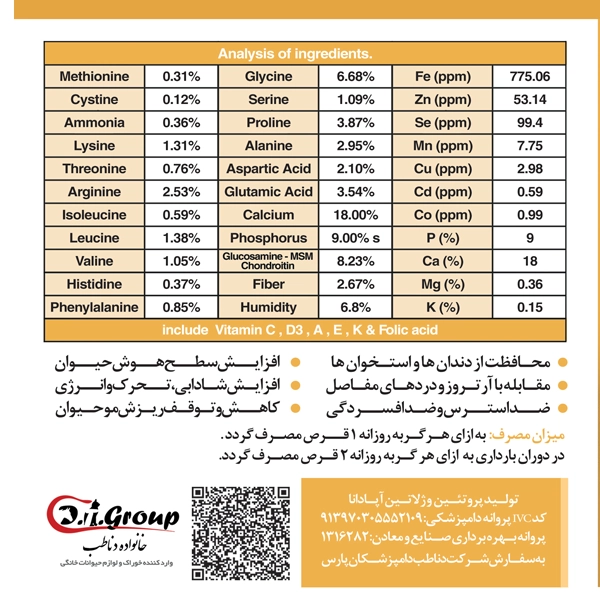 مکمل 120 عددی آمینوکلات مخصوص گربه (پک 12 عددی)